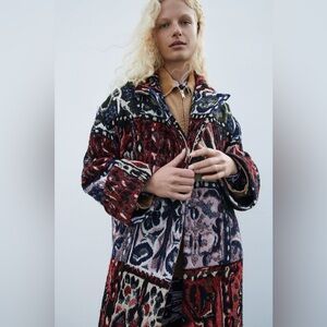 Zara jacquard patchwork coat